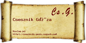 Csesznik Géza névjegykártya